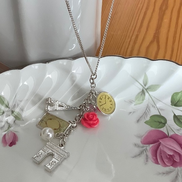 PARIS DREAM multi-charmed silver tone necklace - Picture 2 of 3